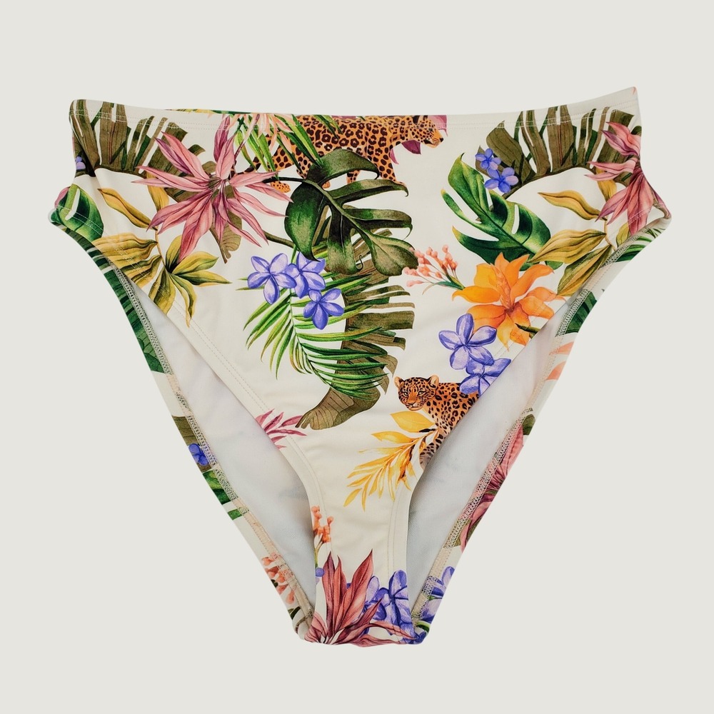 Sofia by Sofia Vergara Exotic Jungle High Waist Cheeky Swim Bottom Large Lined